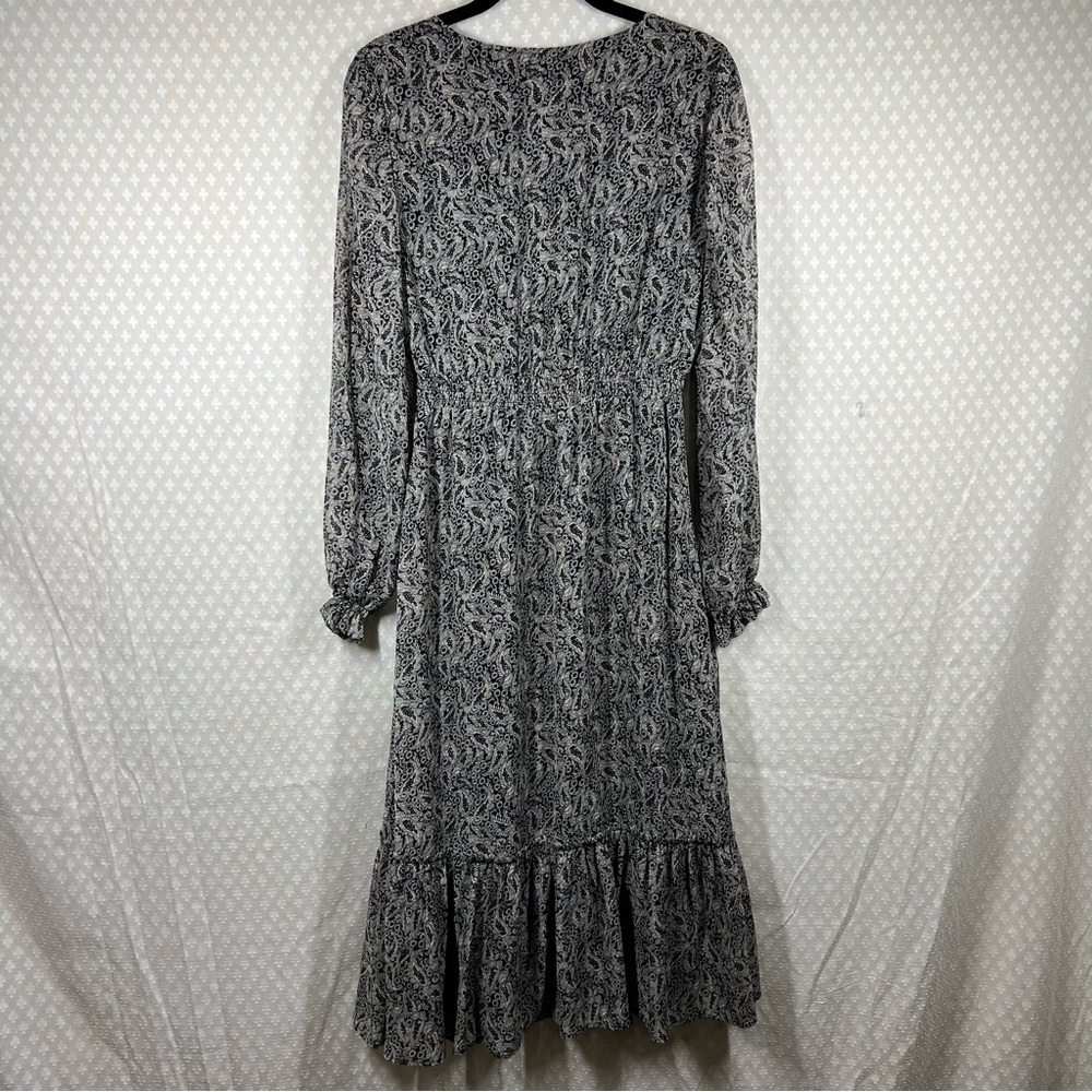 Sezane Black Cream Titiane Floral Paisley Ruffle Tiered Maxi Dress - Picture 8 of 8